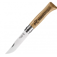 Нож OPINEL №8, нержавеющая сталь, рукоять дуб, гравировка олень Нож OPINEL №8, нержавеющая сталь, рукоять дуб, гравировка олень